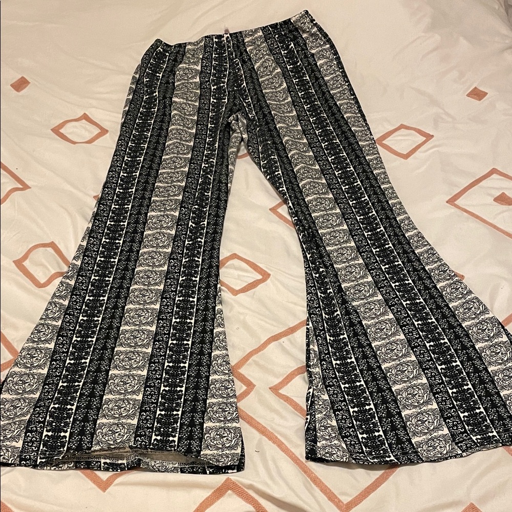 Black and White Striped Women's Pants